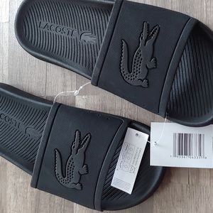 Black Lacoste mens slides size 9
